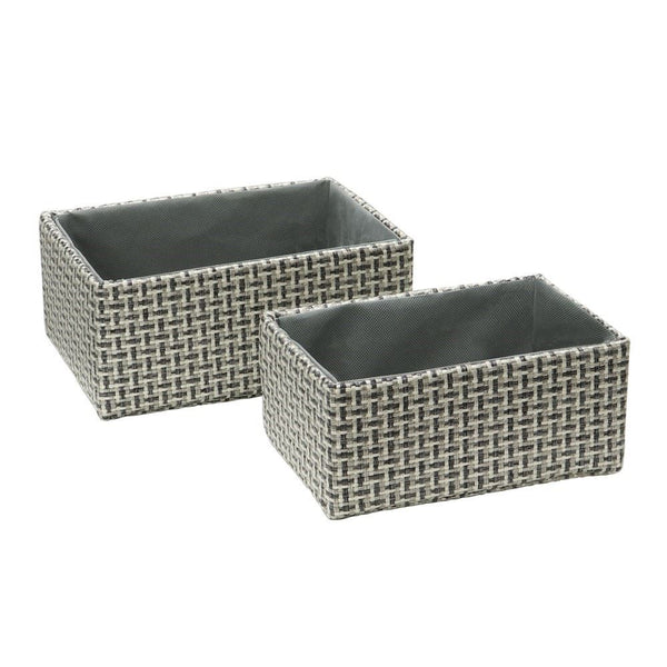 JVL SILVA RECTANGULAR FABRIC STORAGE BASKETS SET OF 2. 13-460
