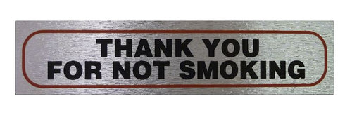 No Smoking Sign - High Brushed Metallic Adhesive 17x4cm