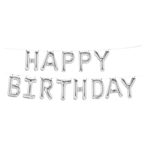 Silver Birthday Balloon - EUROWRAP Happy Birthday Foil Decoration
