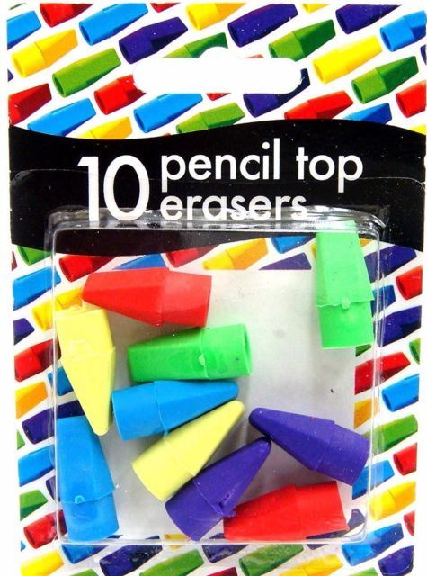 Pencil Top Erasers - COUNTY 10 Pack C852 for Clean Corrections