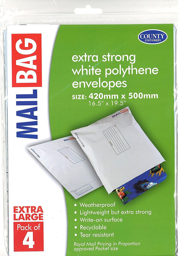 Extra Large Mail Bags - COUNTY 4 Pack Polythene C264