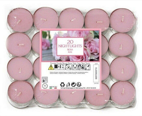 ALADINO NIGHTLIGHTS TEALIGHT CANDLE 7HRS 20/PK - ROSE. ALN201208
