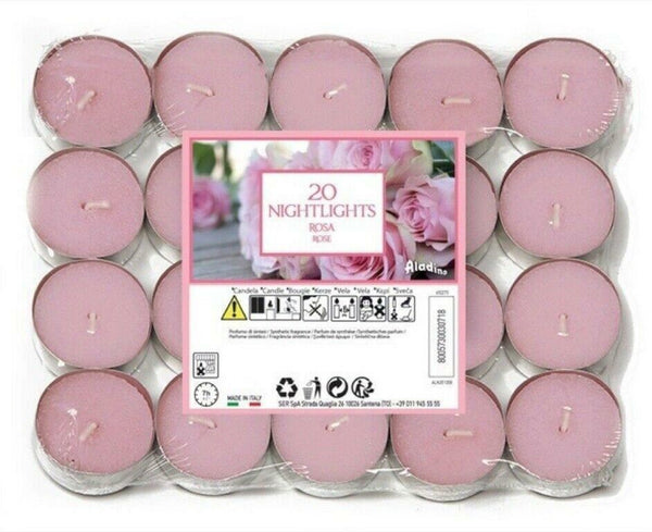 ALADINO NIGHTLIGHTS TEALIGHT CANDLE 7HRS 20/PK - ROSE. ALN201208