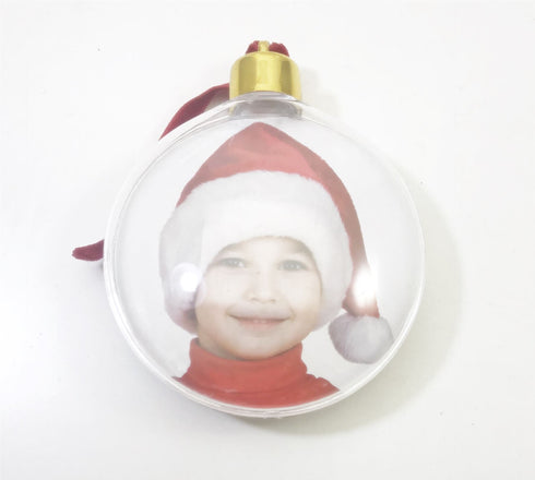 PERSONALISED CHRISTMAS TREE PHOTO BAUBLES 70MM. HBB016B