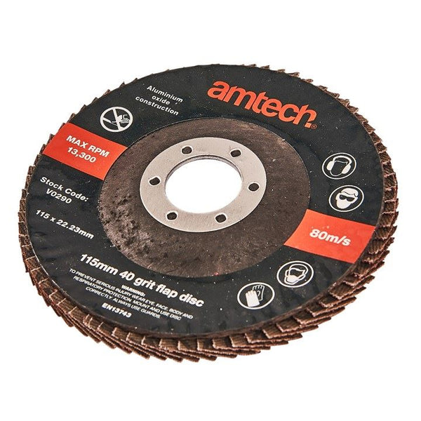 Flap Disc 115mm - AM-TECH 40 Grit for Grinding & Sanding