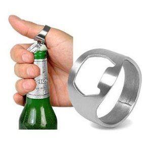 HANDY SILVER CHROME STAINLESS STEEL BAR FINGER BOTTLE OPENER. 79502922