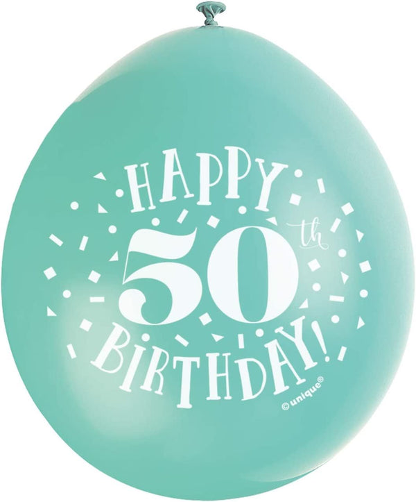 50th Birthday Balloons - UNIQUE PARTY Happy 50th Multicolour Pack