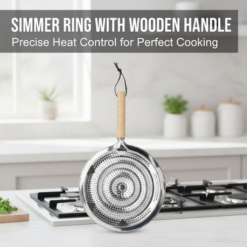 SIMMER RING WITH WOODEN HANDLE. 4591