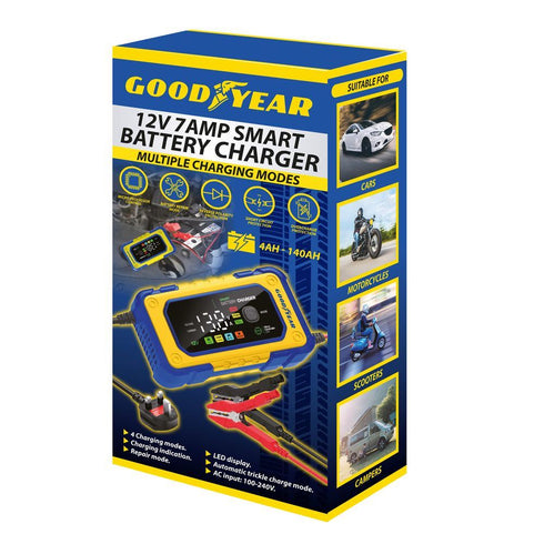 GOODYEAR 12V 7AMP SMART BATTERY CHARGER. DT901041