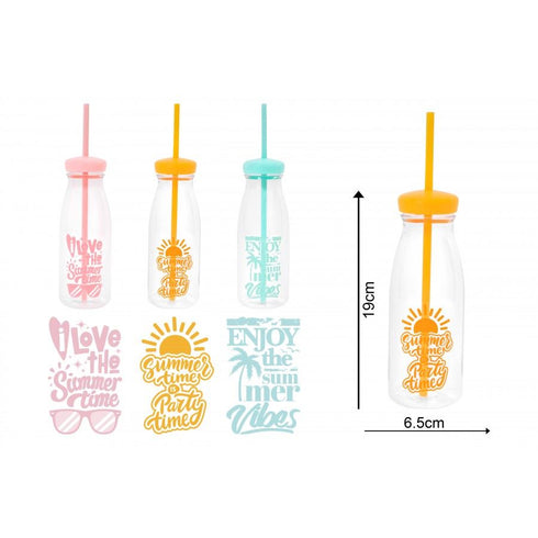 BELLO ASSORTED COLOUR BOTTLE WITH STRAW 525ML. AM2221