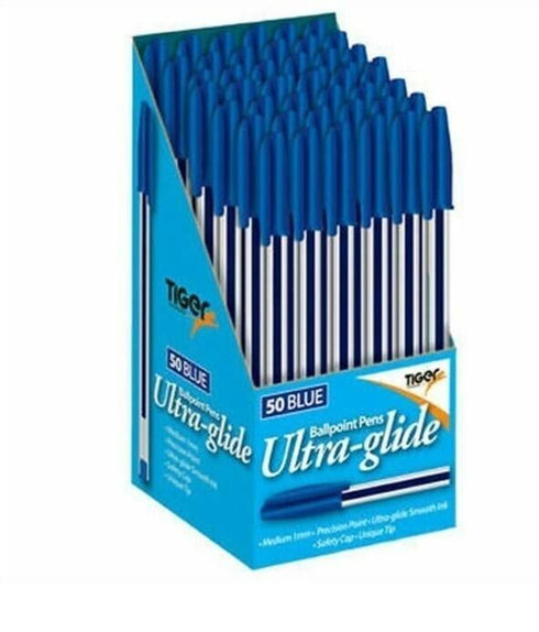 TIGER BLUE ULTRA GLIDE BALL POINT PEN IN BOX 50/PK. T301947