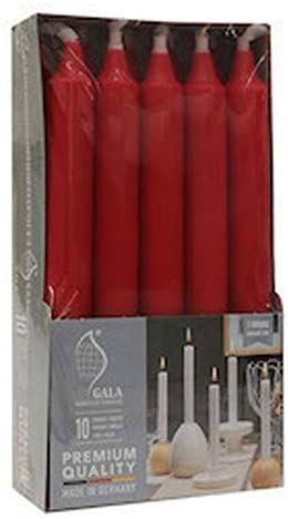 GALA PACK OF 10 RED DINNER CANDLES. PS95796