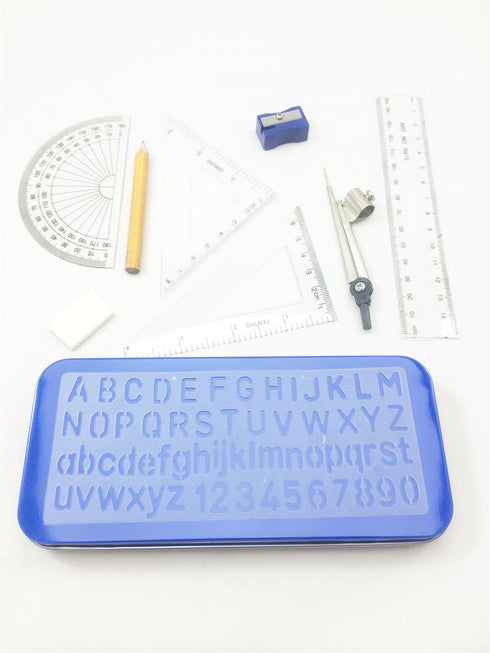 Geometry Compass Set - 10PCS Maths Kit in Tin Case 6822
