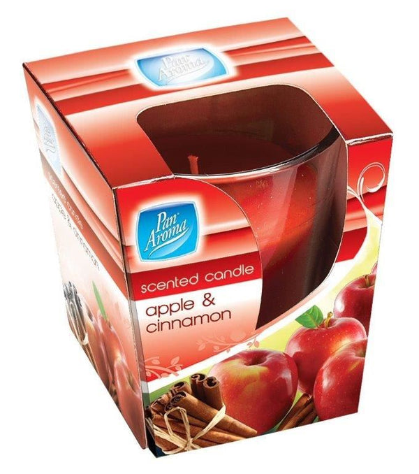 Apple Cinnamon Candle - PAN AROMA Clear Glass, Cozy Scent PAN0361