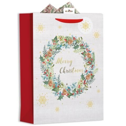 GIFT MAKER EXTRA LARGE CHRISTMAS GIFT BAG - WREATH. GB30X