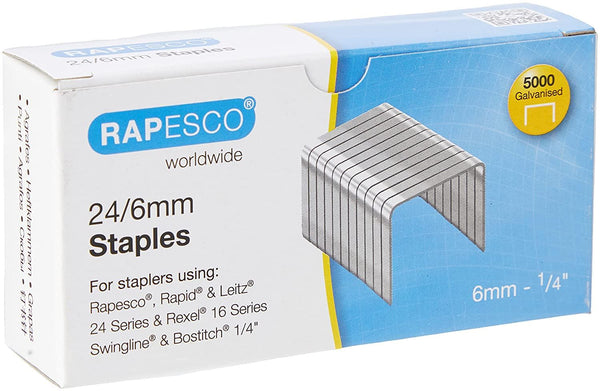 Galvanised Staples 24/6 - RAPESCO Pack of 5000 ROPS24602Z3