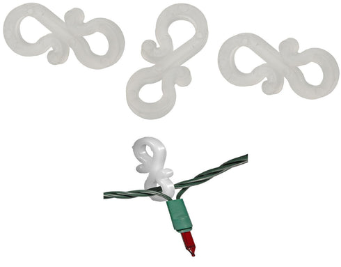 25 WHITE S SHAPE MINI GUTTER LIGHT HOOKS CLIP. 20676 FF0125CLR