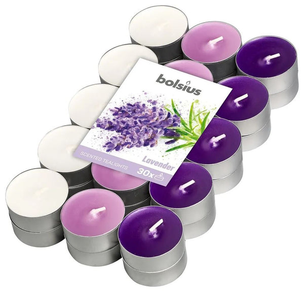 BOLSIUS SCENTED TEALIGHT CANDLES 4HR 30/PK - LAVENDER. CN5409