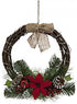 14" RATTAN WERATH WITH POINSETTIA & BOW. PI514027