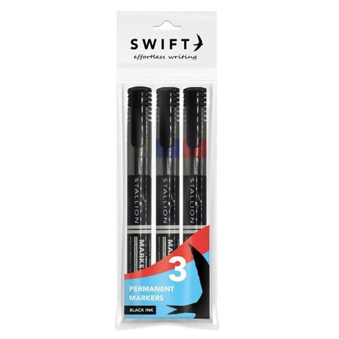 Permanent Markers Pack - SWIFT 3/PK Assorted Colours P3067