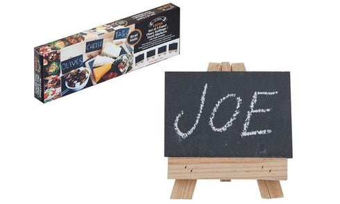 5.5CM MINI WOODEN EASEL PLATE SETTINGS / FOOD MARKERS TABLE DECORATIONS 4/PK. PI645067