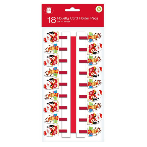 GIFTMAKER CHRISTMAS NOVELTY PEG CARD HOLDERS 18/PK. XANGA500