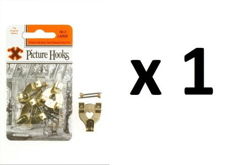Brass Picture Hooks - SHAW X Large No. 3, 3/Pack FS12826