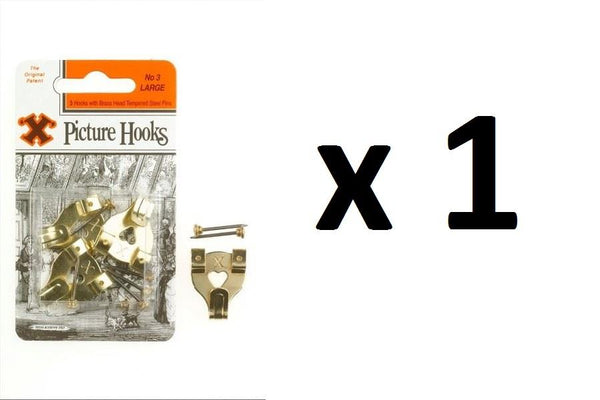 Brass Picture Hooks - SHAW X Large No. 3, 3/Pack FS12826