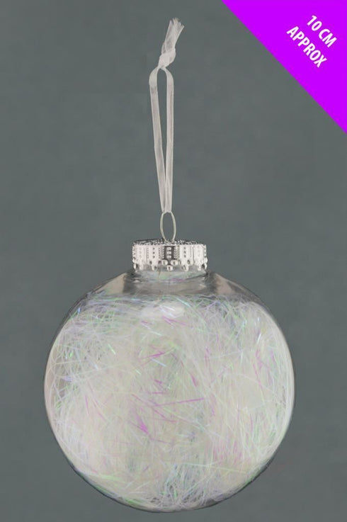 CHRISTMAS DECORATION LUXURY 100MM IRIDESCENT LAMETTA FILLED BAUBLE. DP55788
