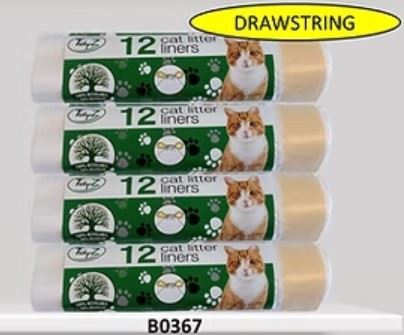 TIDYZ CAT LITTER TRAY LINERS 12 P/K WITH TIE. B0367